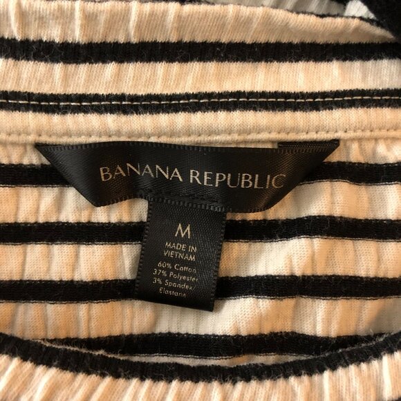 Banana Republic Womens Top Drop Shoulder Balloon Sleeve Striped Black White M - Picture 4 of 4